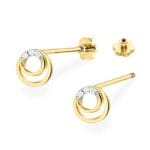 Cercei Aur Galben Cu Diamante 0.03 ct - imagine 2