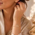 PAUC34f Brățară cu aripă de înger din aur 14K – simbol protecție și iubire