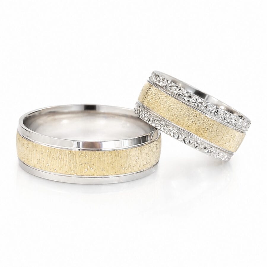 Verighete Argint 925 Placate Cu Rodiu Si Aur Galben