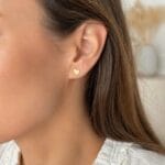 Cercei aur 14K copii inimă cu fluturas – cercei siguri pentru bebeluși - imagine 3