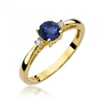 Inel Aur 585 Cu Safir 0,50 ct Si Diamante 0,03ct