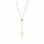 Colier Cu Pandantiv Aur 14 k Cruciulita si Diamant 0,145