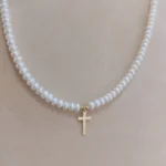Colier Perle Cruciulita Aur 585