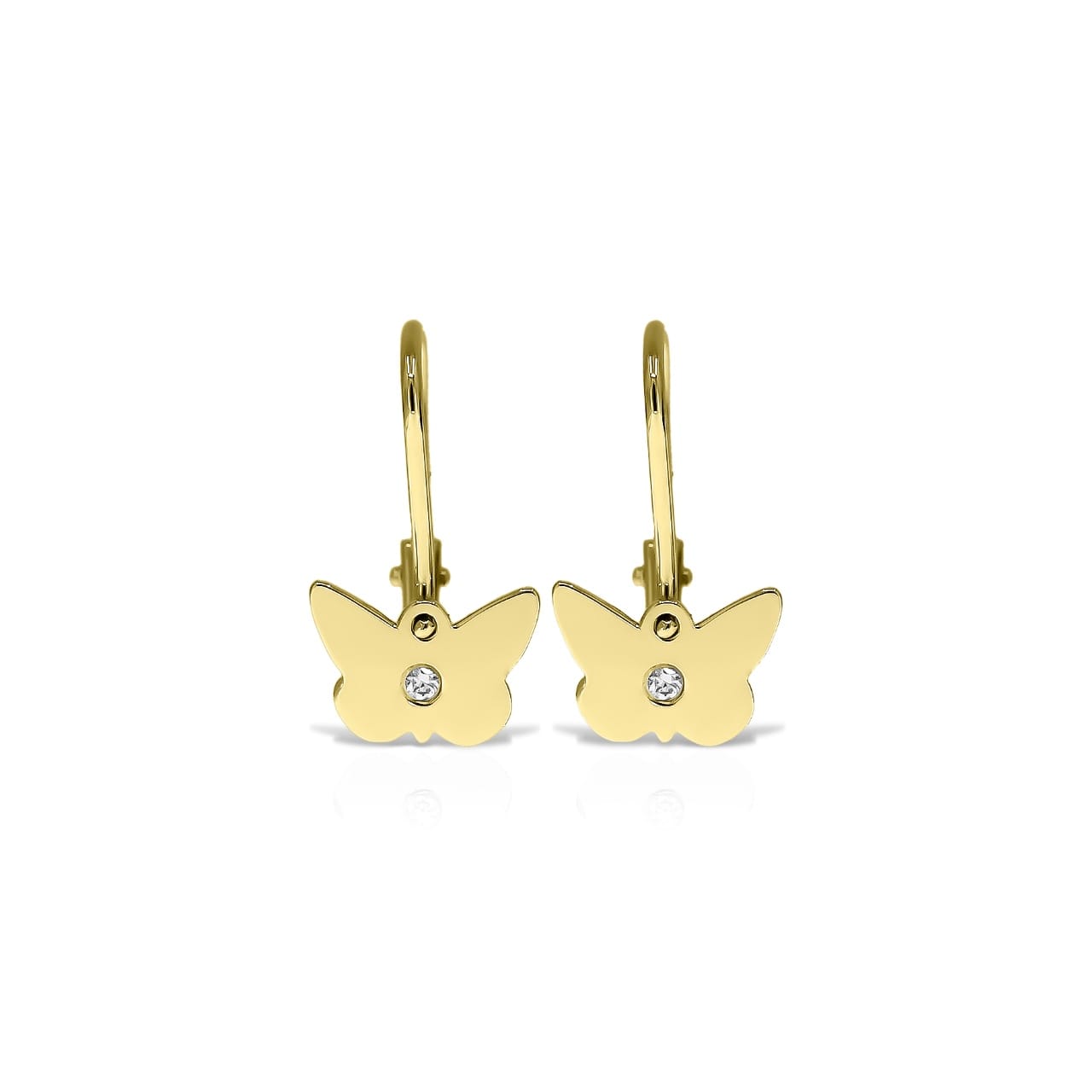 CAU128 Cercei Aur 14 k cu Diamante Fetite - imagine 1