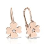Cercei Aur 14 k  cu Diamante Trifoi - imagine 2