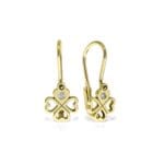Cercei Aur 14 k  cu Diamante Trifoi