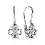 Cercei Aur 14 k  cu Diamante Trifoi - imagine 3