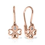 Cercei Aur 14 k  cu Diamante Trifoi - imagine 2