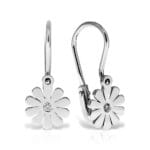 Cercei Aur 14 k  cu Diamante Floare - imagine 3