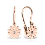 Cercei Aur 14 k  cu Diamante Floare - imagine 2