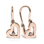 Cercei Aur 14 k  cu Diamante Inimioara - imagine 3
