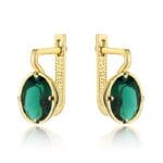 Cercei Aur Cuart Verde Natural